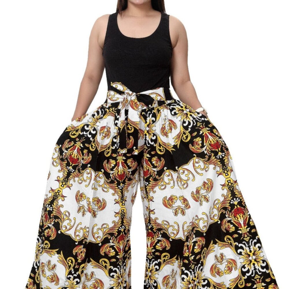 Ankara Print Wide Leg Pants w/ Matching Headwrap  Versace Inspired